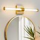 Gold Bathroom Vanity Light Fixtures, LED Brass Wall Sconce over Mirror with Clea