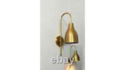 Gold Brass Wall Sconces Set of 2 Modern Indoor Lighting Fixtures with Swing Arm