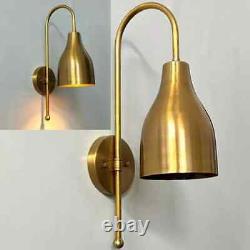 Gold Brass Wall Sconces Set of 2 Modern Indoor Lighting Fixtures with Swing Arm