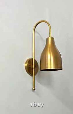 Gold Brass Wall Sconces Set of 2 Modern Indoor Lighting Fixtures with Swing Arm