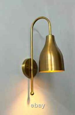 Gold Brass Wall Sconces Set of 2 Modern Indoor Lighting Fixtures with Swing Arm