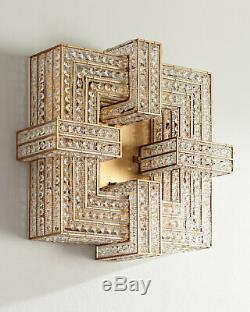 Gold Crystal Regency Art Deco Geometric Italian Wall Sconce Ceiling Light $1195