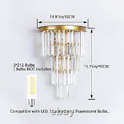 Gold Crystal Wall Sconce, Modern 4-Tiers Crystal Wall Lights for Living Room, Cl
