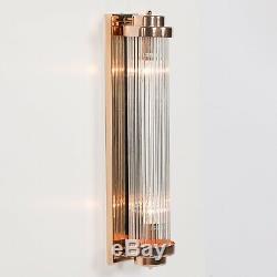 Gold Fluted Column Glass Rods Pilar Art Deco Cinema Wall Light Sconce Lamp