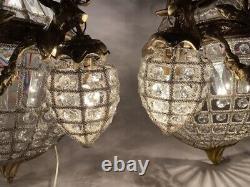 Gold French Louis XVI Style animal Deerhead wall lamps/sconces with beads