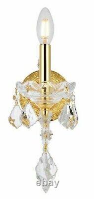 Gold Maria Theresa Bedroom Dining Living Room Crystal Wall Sconce 1 Light 12