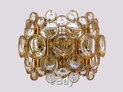 Gold Plated Wall Light / Sconce with Crystal Glass by PALWA, Germany 1960's