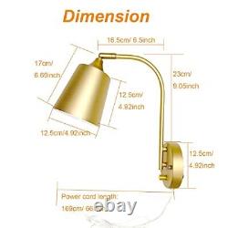 Gold Plug In Wall Sconce Set Of 2 With Dimmer Switch Wall Mounted Industrial Lam