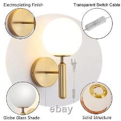 Gold Plug in Wall Sconces Set of Two, 12W Dimmable Wall Lamp with Plug in Cor