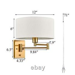 Gold Plug in Wall Sconces Set of Two Brass Swing Arm Wall Lamp 2 pack