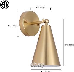 Gold Sconces Set of 2, Modern Brass Wall Sconces Lighting Fixtures with Metal Sh