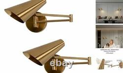 Gold Swing Arm Wall Lamp, Adjustable Wall Sconces Set of 2 Hardwired Wall
