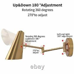 Gold Swing Arm Wall Lamp Adjustable Wall Sconces Set of 2 Hardwired Wall Ligh
