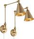 Gold Swing Arm Wall Lamp Set of 2, Modern Adjustable Wall Mounted Sconce, Warm B