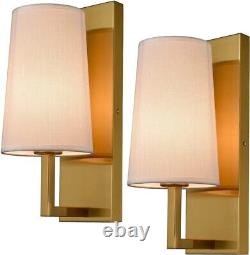 Gold Wall Sconce Set of 2, 1-Light Modern Wall Lamp Fabric sahde for Bedroom