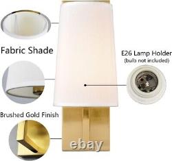 Gold Wall Sconce Set of 2, 1-Light Modern Wall Lamp Fabric sahde for Bedroom