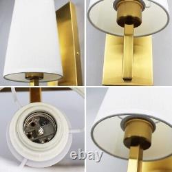 Gold Wall Sconce Set of 2, 1-Light Modern Wall Lamp Fabric sahde for Bedroom