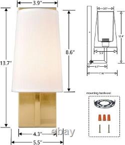 Gold Wall Sconce Set of 2, 1-Light Modern Wall Lamp Fabric sahde for Bedroom