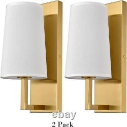 Gold Wall Sconce Set of 2, 1-Light Modern Wall Lamp Fabric sahde for Bedroom