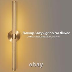 Gold Wall Sconces, Brushed Brass Vanity Fixture, 360° Rotatable 3000K Warm Light