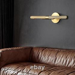 Gold Wall Sconces, Brushed Brass Vanity Fixture, 360° Rotatable 3000K Warm Light