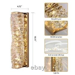 Gold Wall Sconces, Modern LED Crystal Wall Lights Dimmable Wall Mount Bathroom