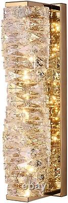 Gold Wall Sconces, Modern LED Crystal Wall Lights Dimmable Wall Mount Bathroom Va
