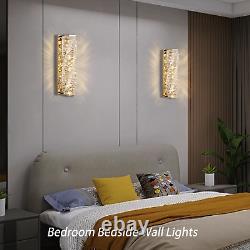 Gold Wall Sconces, Modern LED Crystal Wall Lights Dimmable Wall Mount Bathroom Va