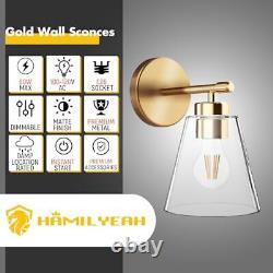 Gold Wall Sconces Set of 2, Bathroom Sconce Lighting Fixtures, Modern 2 PACK