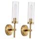 Gold Wall Sconces Set of 2, Modern Bathroom Sconces Wall Lighting Brushed Gold