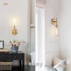 Gold Wall Sconces Set of 2, Modern Bathroom Sconces Wall Lighting Brushed Gold