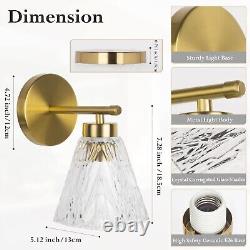 Gold Wall Sconces Set of 2 Modern Sconces Wall Lighting with Water Rippled