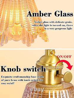 Gold Wall Sconces Set of Two, Bathroom Brass Sconce Amber Glass Shade