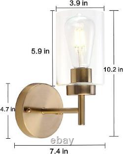 Gold Wall Sconces Set of Two, Brass Vanity Lights for Bathroom, 2p