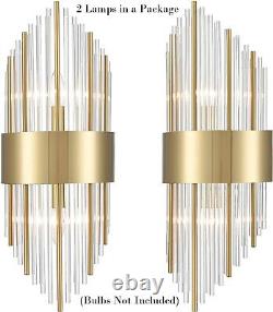 Gold Wall Sconces Set of Two Crystal Sconces Wall Lighting Modern Vanity Light