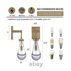 Gold Wall Sconces Set of Two, Dimmable Raindrop Sconces Brass Sconce