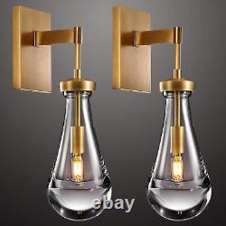 Gold Wall Sconces Set of Two, Dimmable Raindrop Sconces Brass Sconces Wall Light