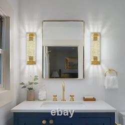 Gold Wall Sconces Set of Two Modern Bathroom Sconces LED Vanity Lights 15'' Bubb