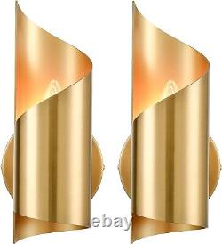 Gold Wall Sconces Set of Two Modern Streamline Brass Sconce Light 2-Light
