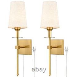 Gold Wall Sconces Set of Two Plug in Sconce Light Modern Brass Sconces Wall L