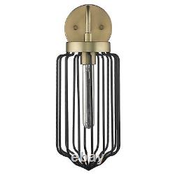 Gold and Black Metal Cage Wall Sconce