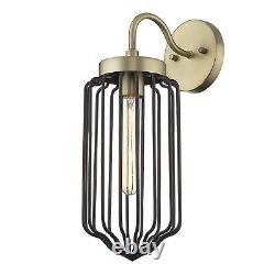 Gold and Black Metal Cage Wall Sconce