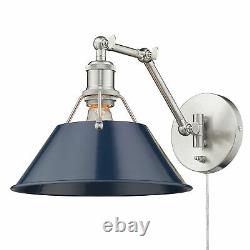 Golden Lighting 3306-A1W Orwell 9 Tall Wall Sconce Pewter / Navy Blue