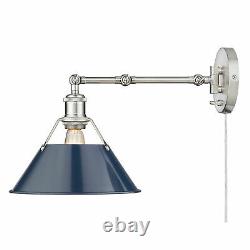 Golden Lighting 3306-A1W Orwell 9 Tall Wall Sconce Pewter / Navy Blue