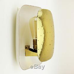 Golden Mid-Century Wall Light Lamp Sconce Design White Square Modern Vintage 50s
