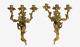 Gorgeous Antique Gilded Age Pair Of Brass Three Arm Candle Wall Sconces