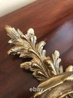 Gorgeous Antique Gilded Age Pair Of Brass Three Arm Candle Wall Sconces