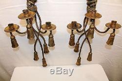 Gorgeous Pair of Decorative Italian Gilded Hanging Wall Lighting Sconces