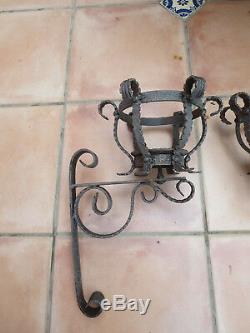 Gothic Pair of metal Wall Pillar Candle Sconces