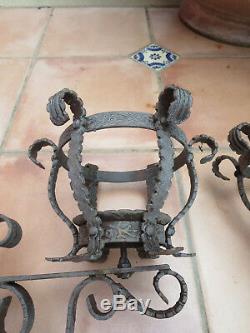 Gothic Pair of metal Wall Pillar Candle Sconces